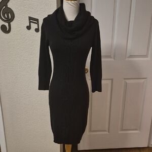 New York & Company Black Cowl Neck Sweater Dress